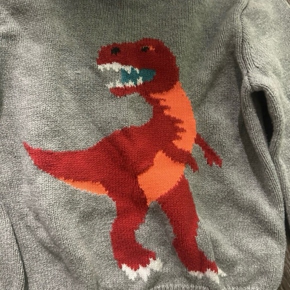 J. Crew Crewcuts Grey Sweater With Dinosaur Size 4/5 - Picture 2 of 3